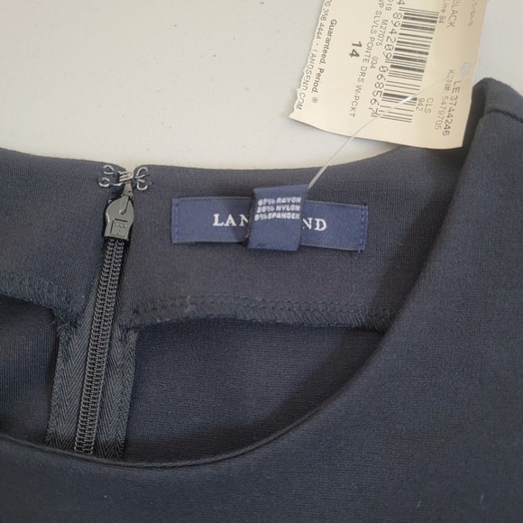 Lands End Ponte Sheath Dress Womens 14 Black Sleeveless Pocket 423033 - Picture 7 of 9